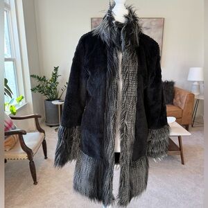 Lightly worn, ABS Black and Gray Faux Fur Coat
